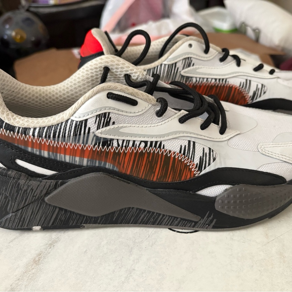 Puma Black and White Sneakers with Orange Highlights